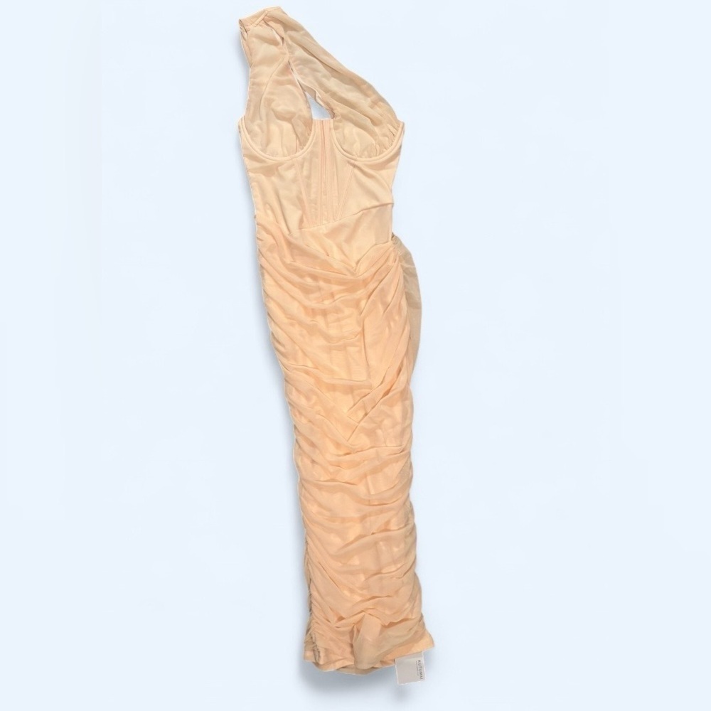 Kutumai One-Shoulder Mesh Corset Midi Dress – Nude/Peach – XS – NWT - Picture 3 of 9